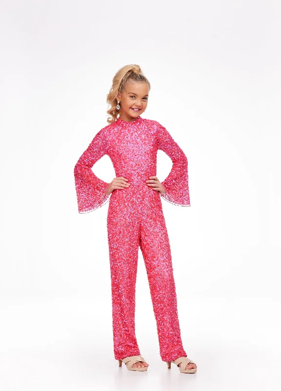 Deal of the Day Ashley Lauren Kids 8091 Size 8 Bright Pink Long Bell Sleeve Girls Sequin Jumpsuit Fun Fashion Wear Deal of the Day Ashley Lauren Kids 8091 Size 8 Bright Pink Long Bell Sleeve Girls Sequin Jumpsuit Fun Fashion Wear