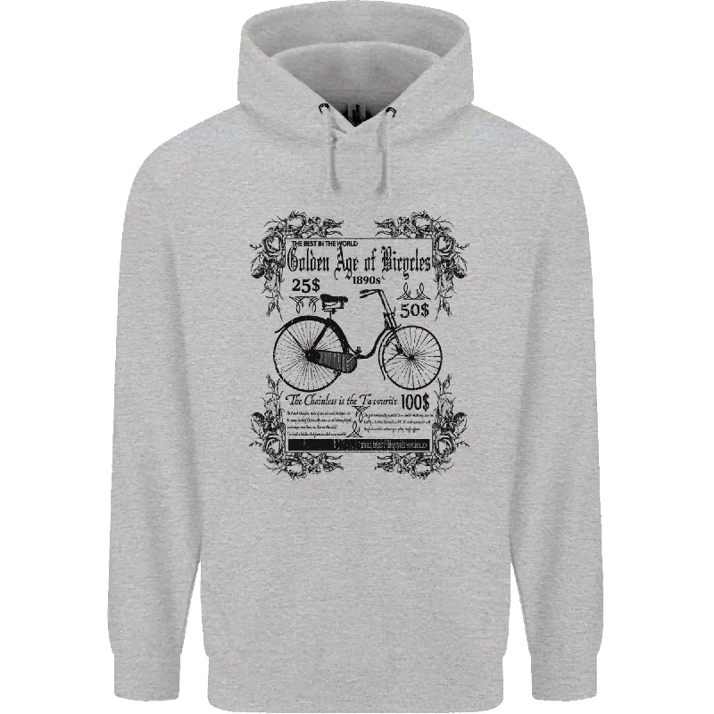 Savings Bonanza The Golden Age of Bicycles Cyclist Cycling Mens 80% Cotton Hoodie