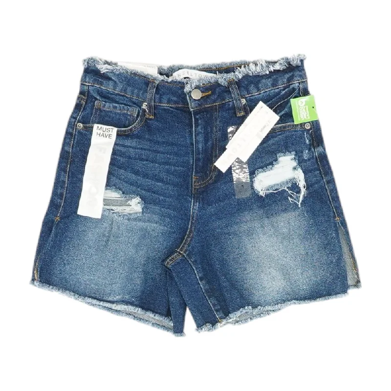 Value Deals Blue Solid Denim Shorts