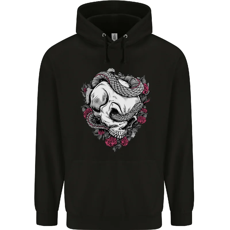 Markdowns Snakes and Skull Biker Heavy Metal Gothic Mens 80% Cotton Hoodie