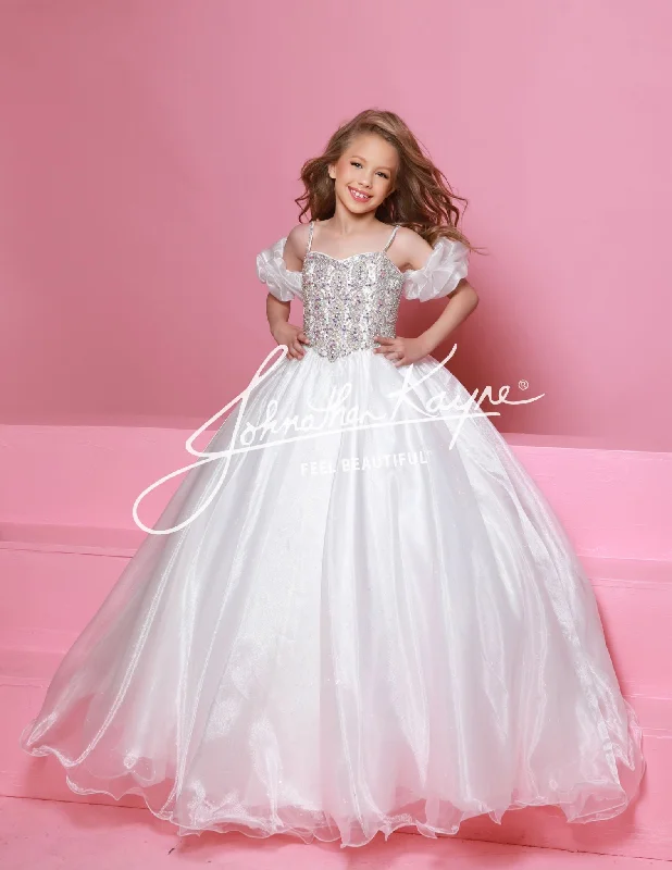 Price Rollback Sugar Kayne C359 Girls Pageant Ballgown Dress Puff Sleeves Glitter Tulle Crystal Bodice