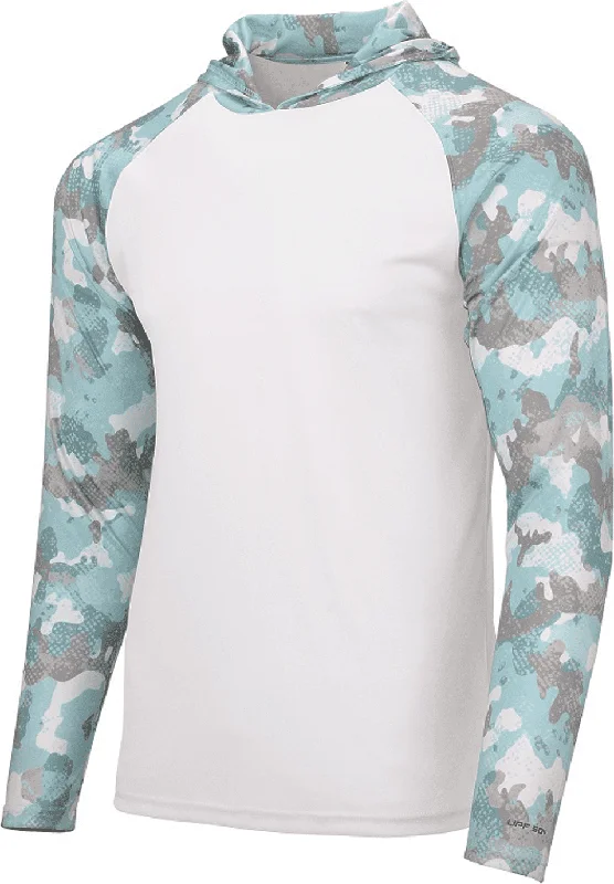 Buy Now Paragon 240 Tortuga Extreme Performance Hooded T-Shirt - White Aqua Camo