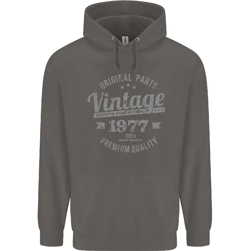Quick Sale Vintage Year 47th Birthday 1977 Mens 80% Cotton Hoodie Charcoal