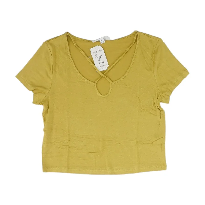 Now or Never Green Solid Short Sleeve Blouse