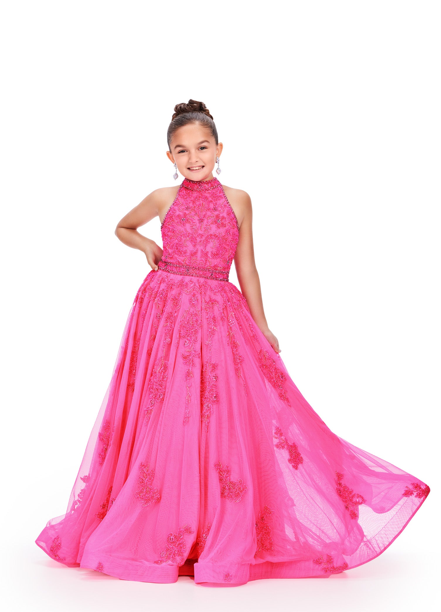 Unbeatable Prices Ashley Lauren 8238 Girls Beaded Ballgown High Neckline Fully A line Dress Pageant