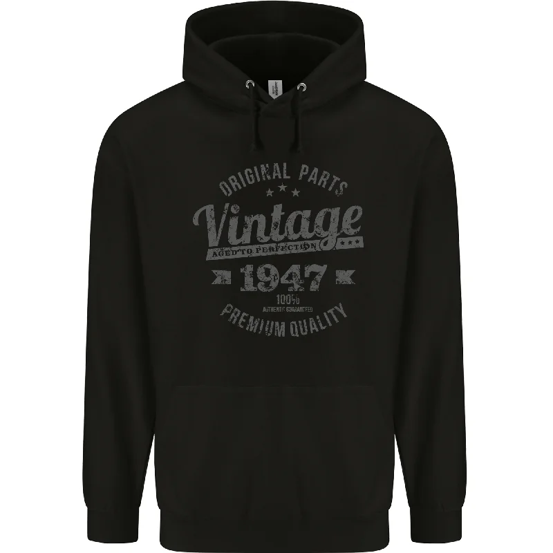 Early Access Vintage Year 77th Birthday 1947 Mens 80% Cotton Hoodie Black