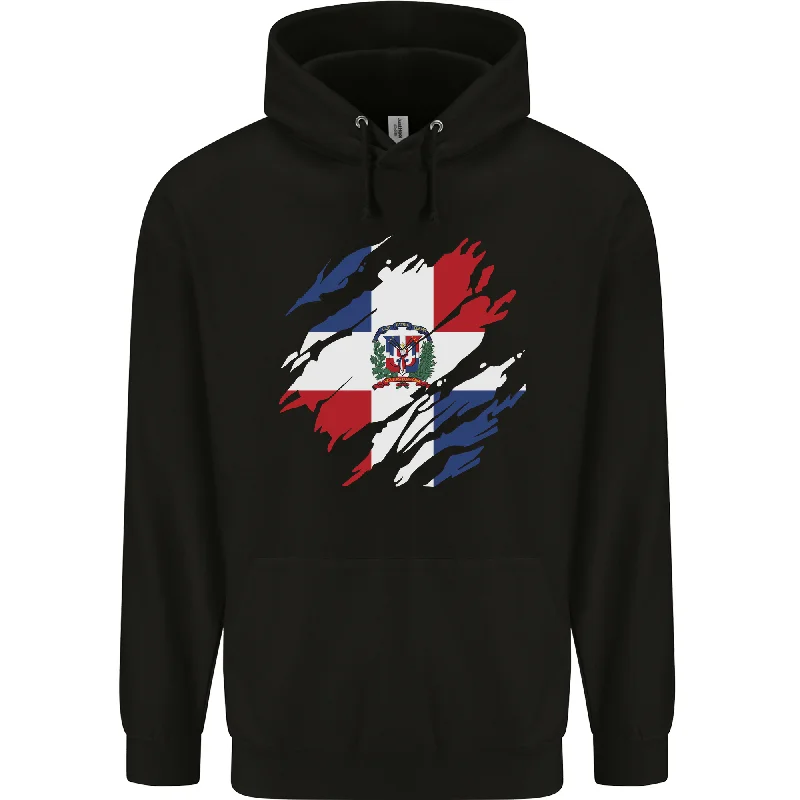 Fantastic Offers Torn Dominican Republic Flag Dominicanos Day Mens 80% Cotton Hoodie