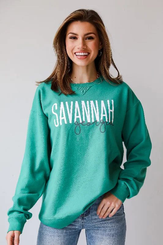 Today’s Deal Green Savannah Georgia Script Sweatshirt