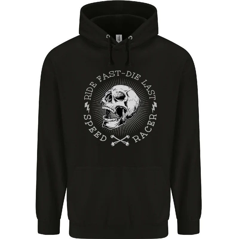 Anniversary Sale Ride Fast Die Motorcycle Motorbike Biker Mens 80% Cotton Hoodie