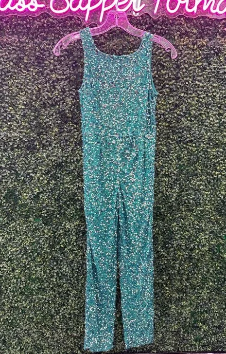 Buy More, Save More Ashley Lauren Kids 8025 Mint Kids Fully Beaded Jumpsuit Sequin Straight Pants Size 4, 12
