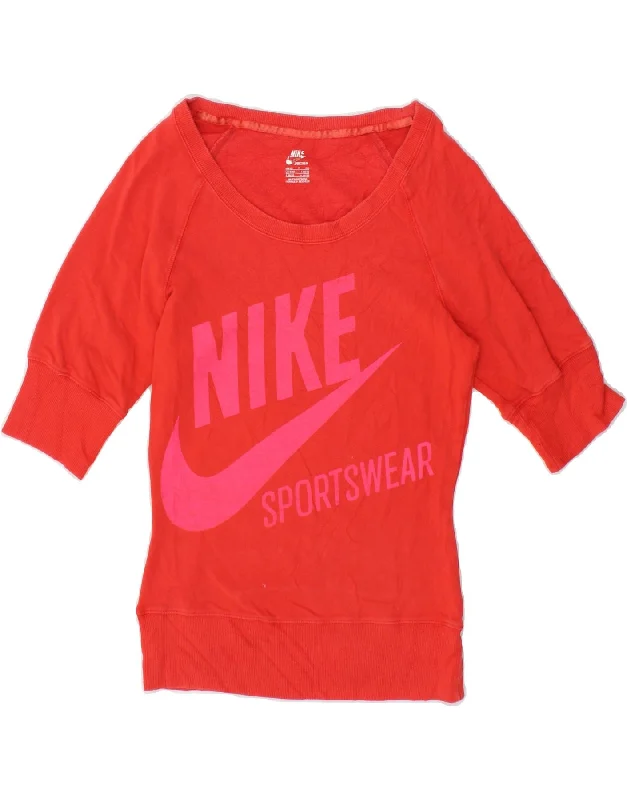 Daily Specials NIKE Womens Graphic Short Sleeve Sweatshirt Jumper UK 8/10 Small Red