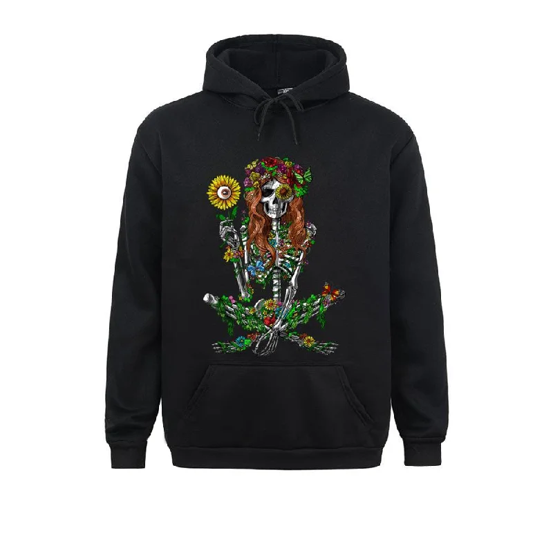 Seasonal Sale Stylish Floral Women's Skeleton Print Hoodies / Alternative Fashion Unisex Clothes