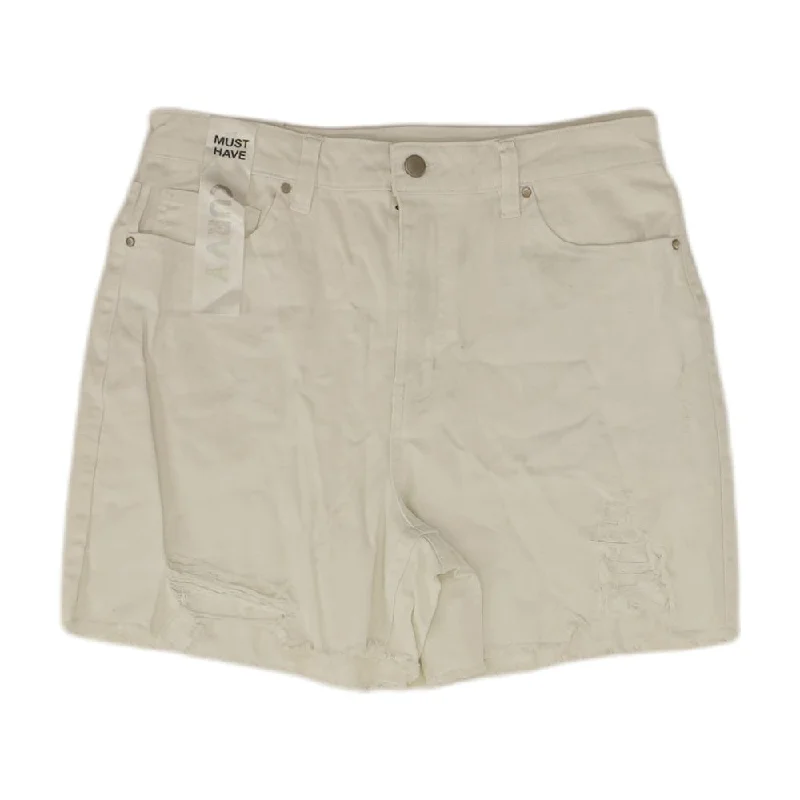 Stock Up and Save White Solid Denim Shorts