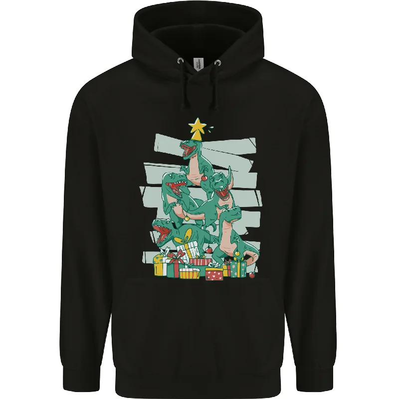 Online Exclusive Tree Rex Funny Christmas T-Rex Dinosaur Mens 80% Cotton Hoodie