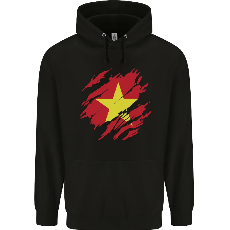 Early Bird Discount Torn Vietnam Flag Vietnamese Day Football Mens 80% Cotton Hoodie