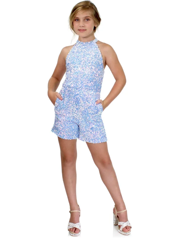 Bargain Blast Marc Defang 5033 Size 6, 12 Hot Pink Short Girls Velvet sequin Pageant Romper fun fashion Formal Wear Pockets