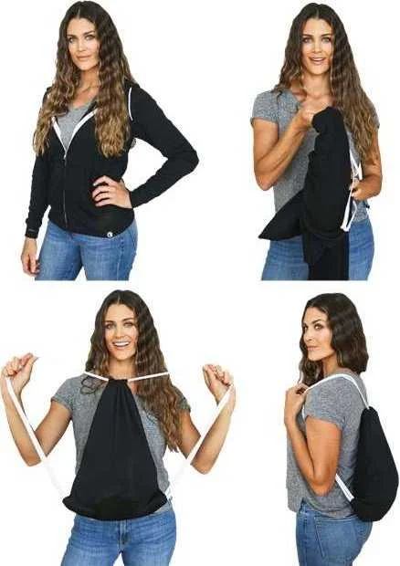 Midnight Sale Quikflip LWFZH 2-in-1 Women's Hero Hoodie Lite Full-Zip - Black