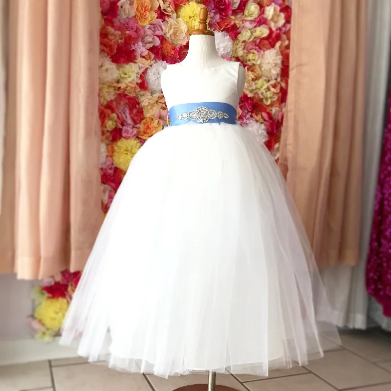 Referral Discount Rosebuds 5123 size White Long Ballgown Flower Girl Dress Satin Sash First Communion Referral Discount Rosebuds 5123 size White Long Ballgown Flower Girl Dress Satin Sash First Communion