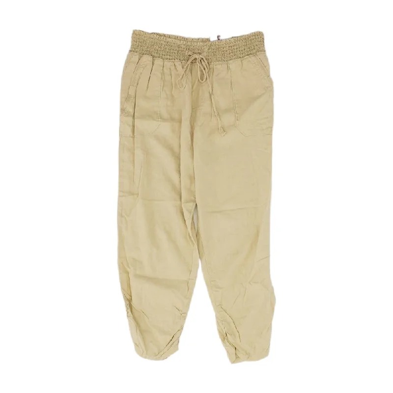 Discount Extravaganza Beige Solid Capri Pants