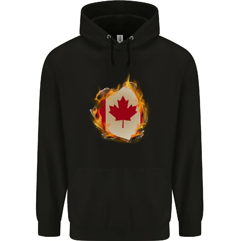 Sneak Peek Sale The Canadian Maple Leaf Flag Fire Canada Mens 80% Cotton Hoodie
