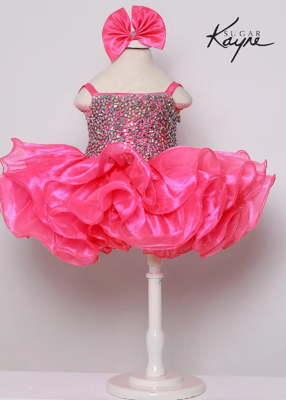 Great Deals Sugar Kayne C226 Short Ruffle Rhinestone Corset Cupcake Pageant Dress Rhinestone Crystal Gown