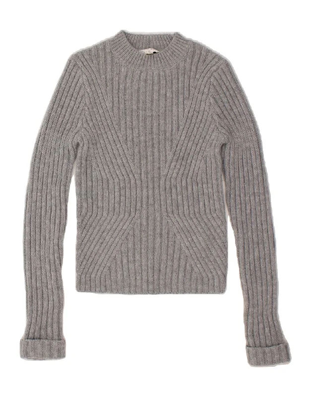 Midnight Madness MISS SELFRIDGE Womens Crop Crew Neck Jumper Sweater UK 8 Small Grey