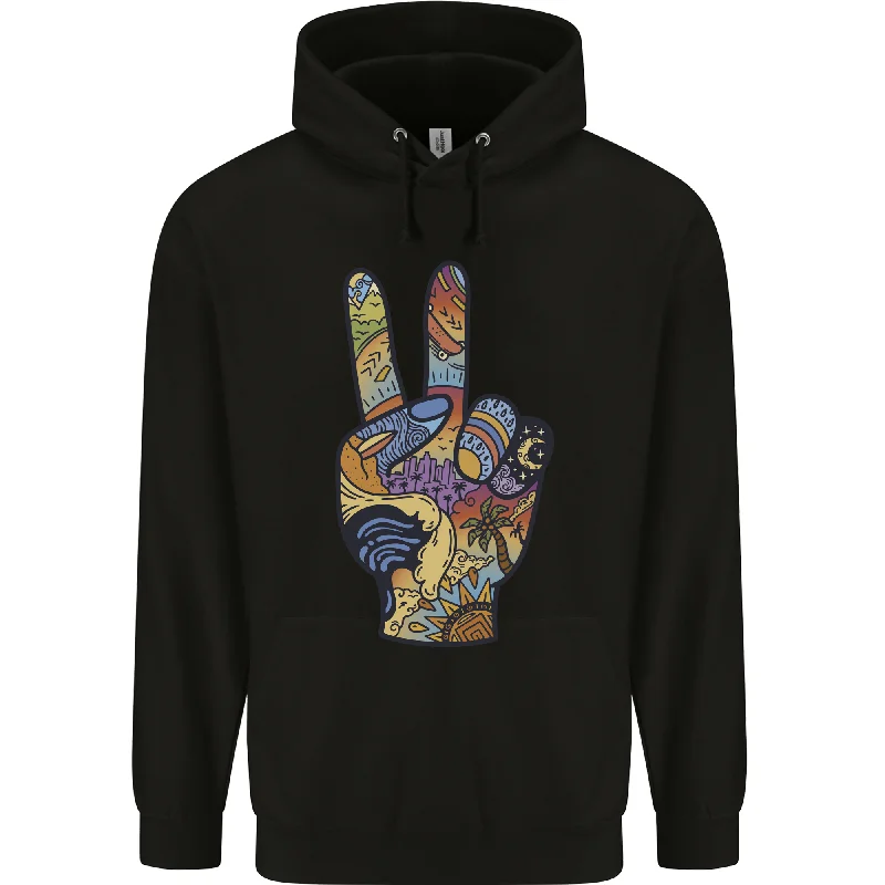 Super Bargain Vacation Peace Gesture Holiday Travel Mens 80% Cotton Hoodie
