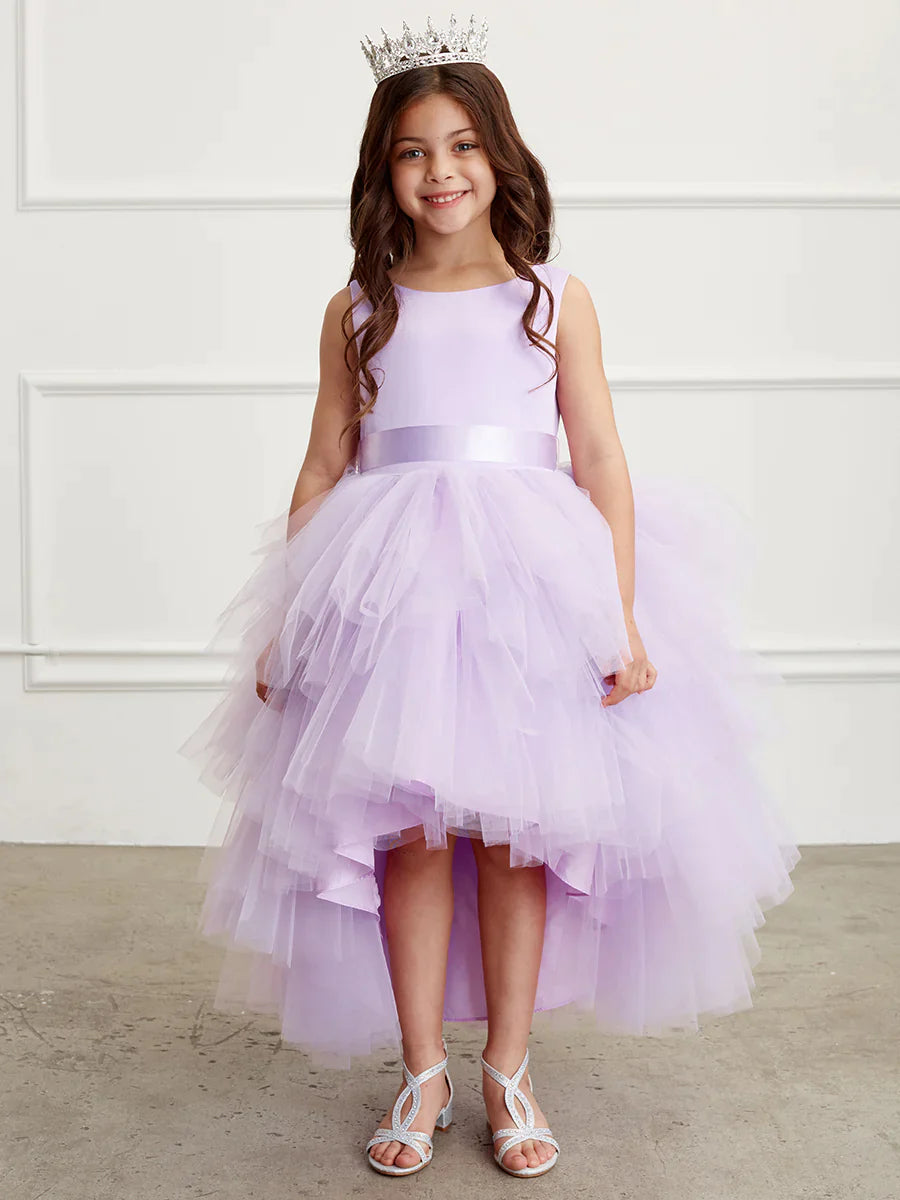 Deal Dash Tip Top 5658 Size 8 Lilac Girls Layered Tulle High Low Skirt Formal Dress Satin Formal Gown Flower Girl