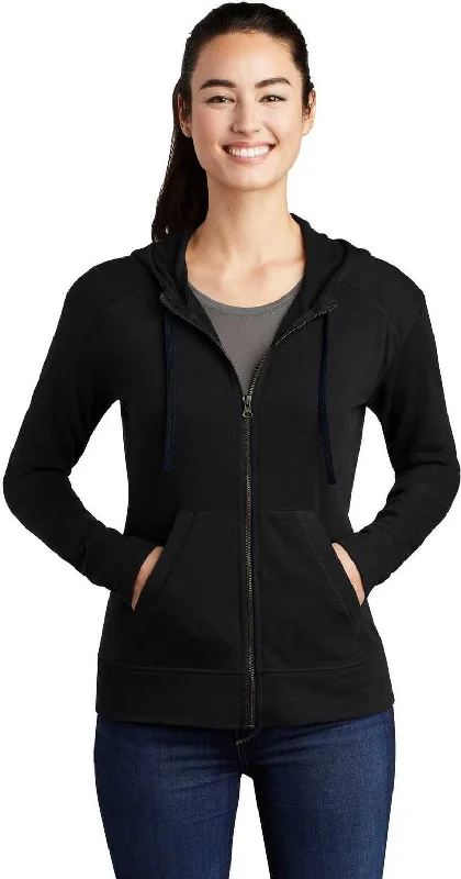 Take Advantage Sport-Tek LST293 Ladies PosiCharge Tri-Blend Wicking Fleece Full-Zip Hooded Jacket - Black Triad Solid