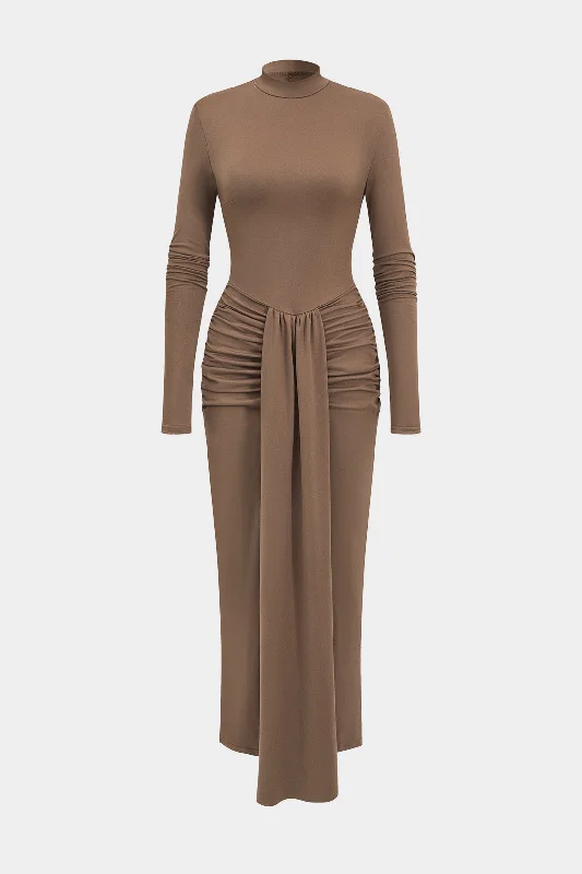 Referral Discount Ruched Detail Long Sleeve Maxi Dress