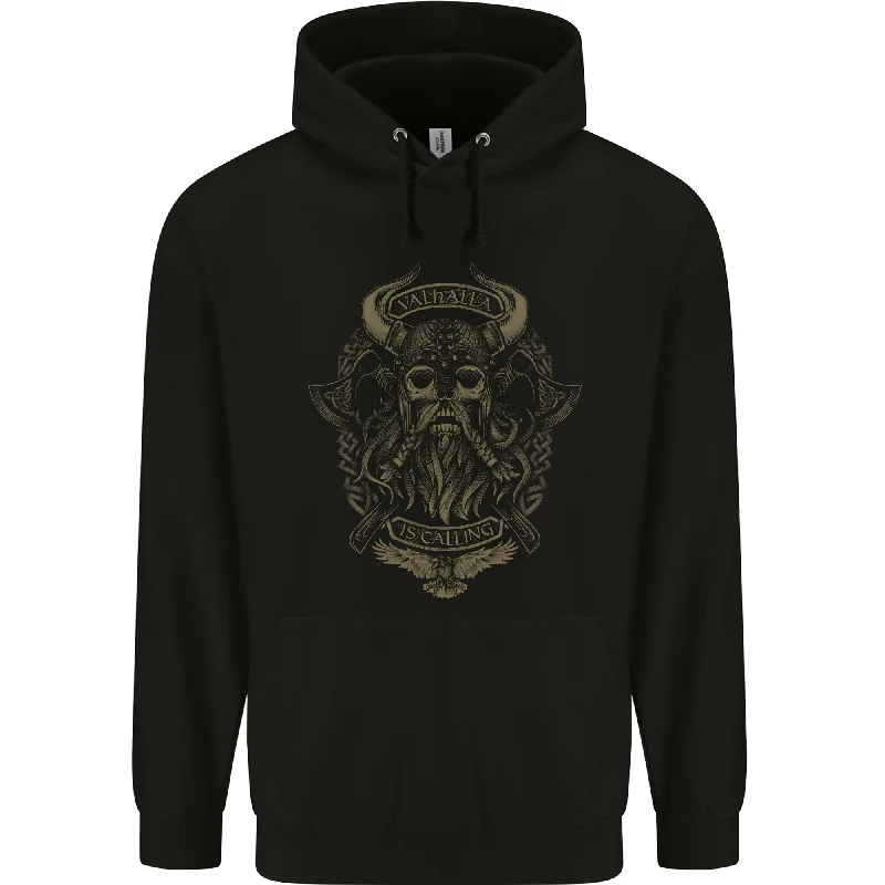 Super Sale Valhalla is Calling Vikings Odin Thor Gym Mens 80% Cotton Hoodie