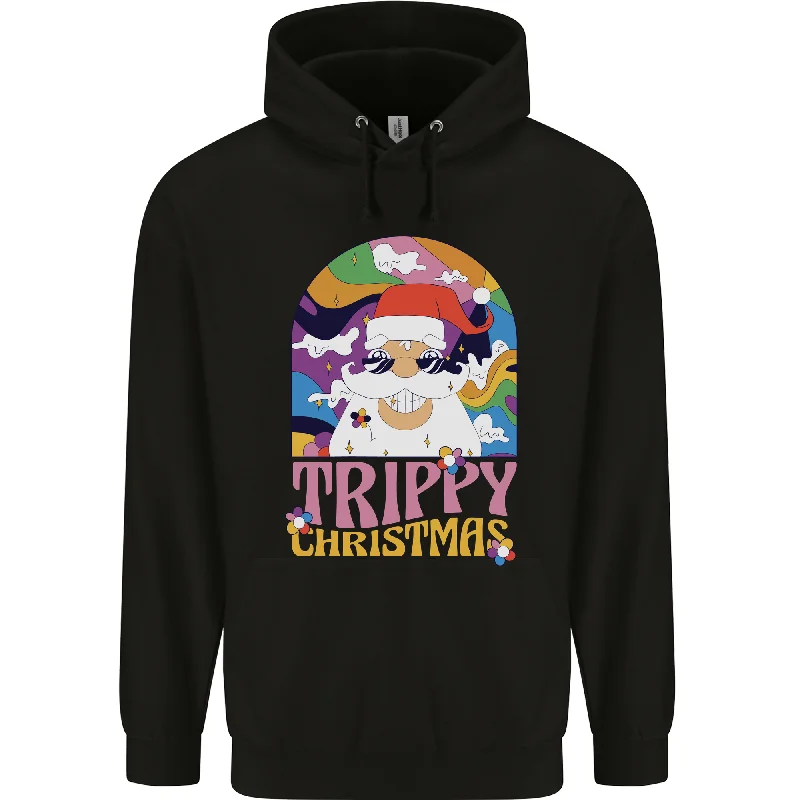 Closeout Sale Trippy Christmas LSD Santa Magic Mushrooms Xmas Mens 80% Cotton Hoodie