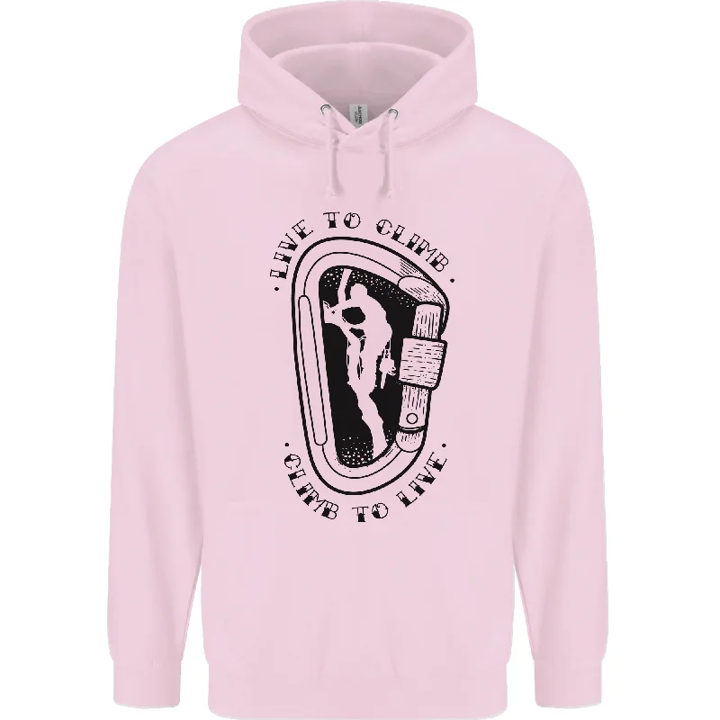Discount Extravaganza Rock Climbing Live to Climb  Climber Mens 80% Cotton Hoodie