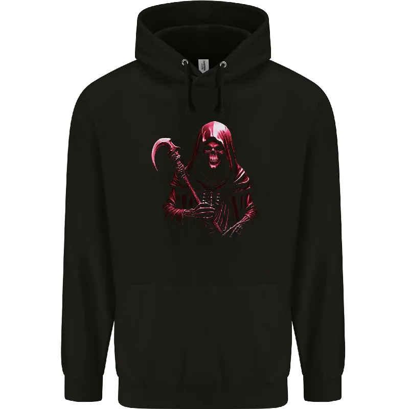 Price Drop Alert The Grim Reaper and Sythe Skull Design 2 Mens 80% Cotton Hoodie
