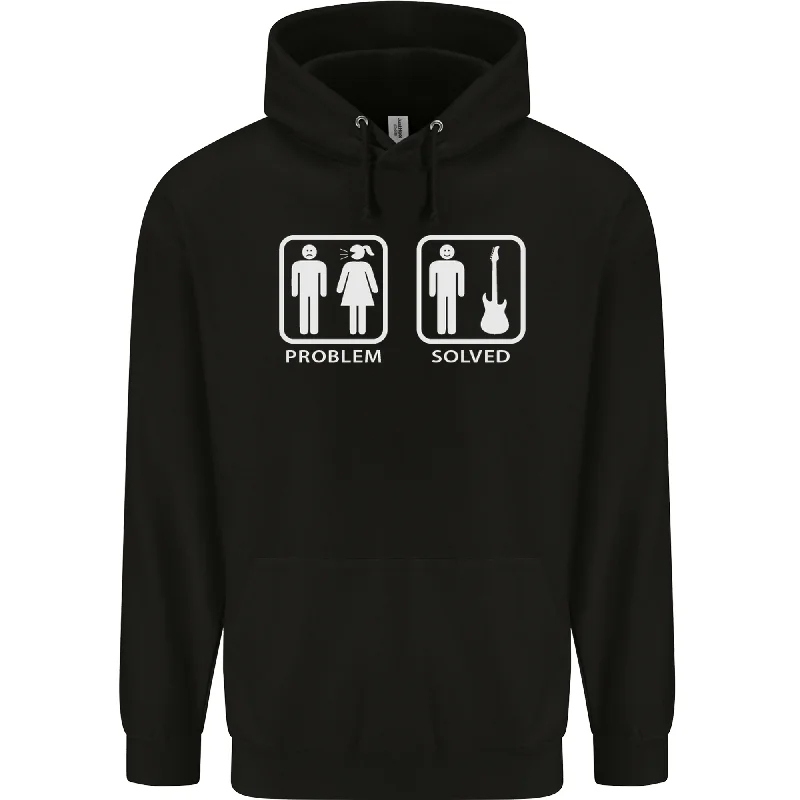 Hot Deal Problem Solved Guitar Funny Guitarist Mens 80% Cotton Hoodie