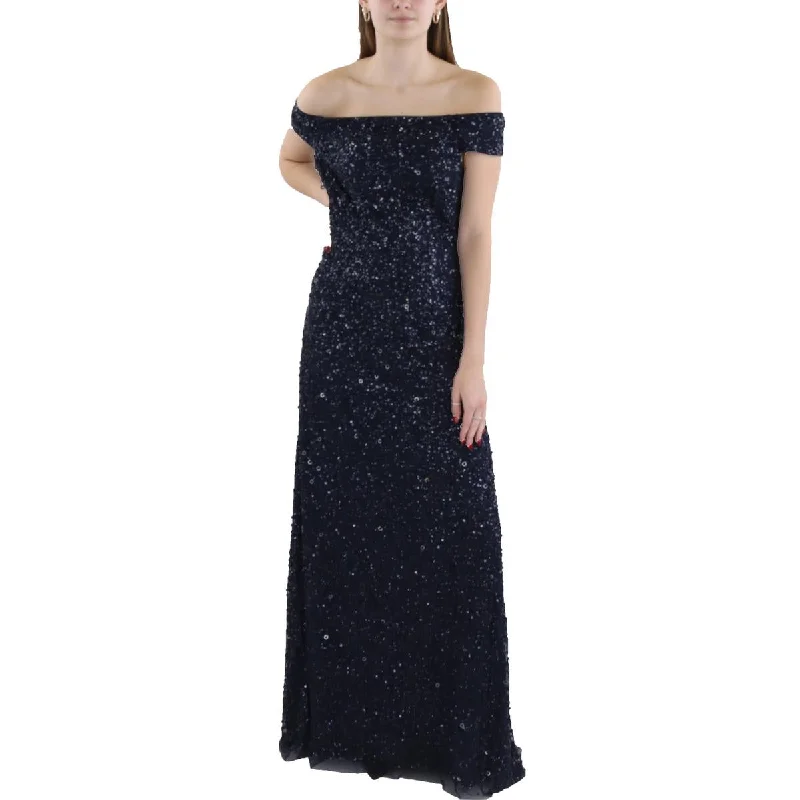 Don't Wait Womens Sequin Beaded Evening Dress