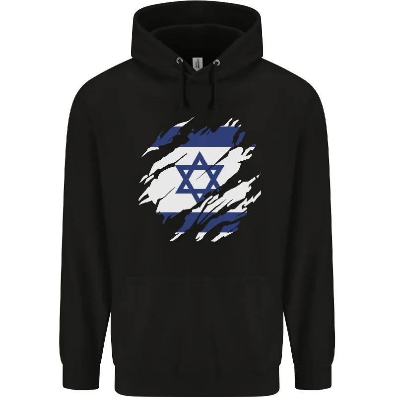 Big Savings Torn Israel Flag Israeli Day Football Mens 80% Cotton Hoodie