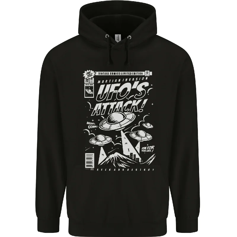 Savings Galore UFOs Attack! Aliens Out of Space Mens 80% Cotton Hoodie
