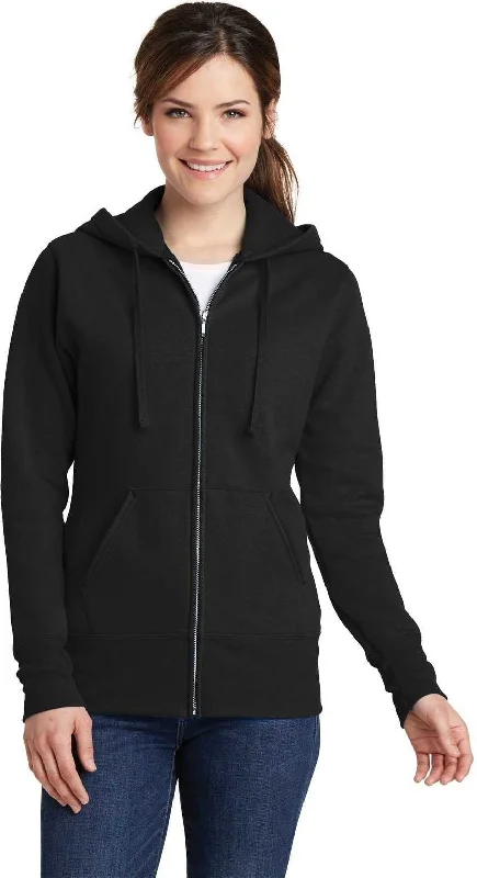 Time-Limited Offer Port & Company LPC78ZH Ladies Core Fleece Full-Zip Hooded Sweatshirt - Jet Black
