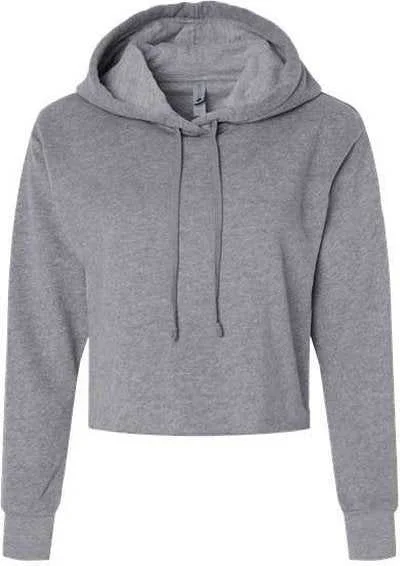 Shop and Save Next Level 9384 Women's Laguna Sueded Raw Edge Crop Hoodie - Heather Gray
