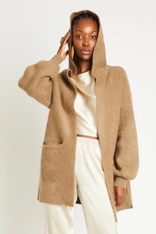 Limited Stock + Beryll Cashmere Cropped Coat with Hood | Driftwood