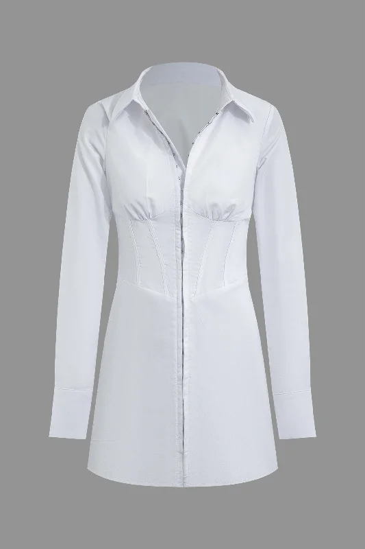 Overstock Solid Corset Long Sleeve Mini Dress