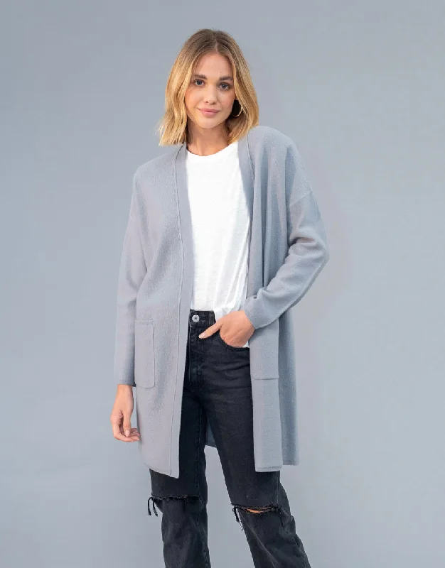 Special Price Boiled Wool Coat with Pockets in Silver