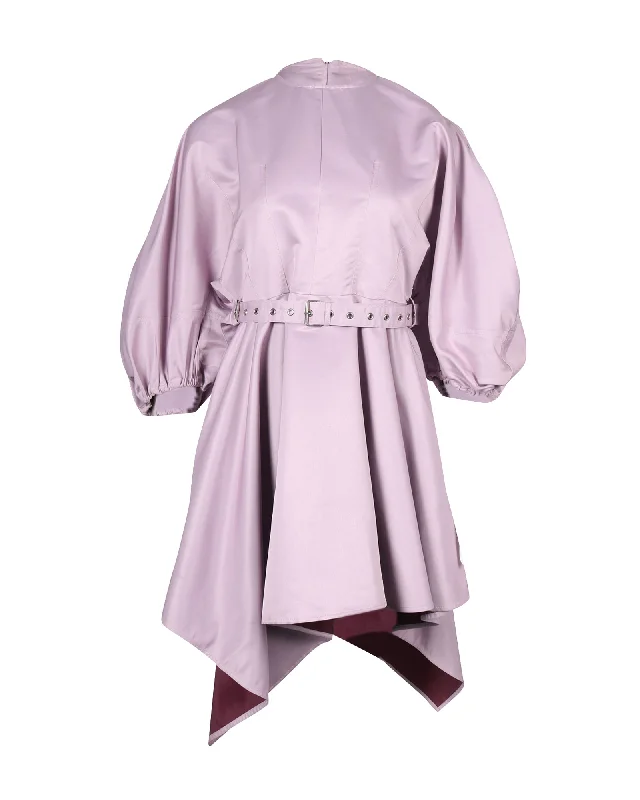 While Supplies Last Marques Almeida Belted Balloon Sleeve Dress in Purple Recycled Polyester