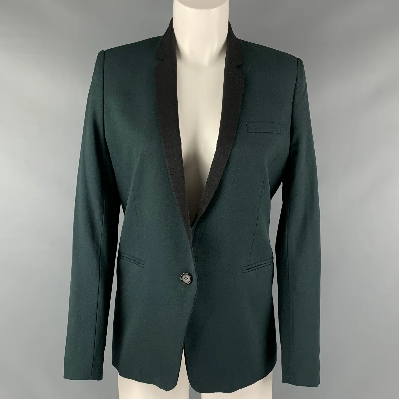 Epic Deals THE KOOPLES Size 4 Green Black Wool Elastane Jacket