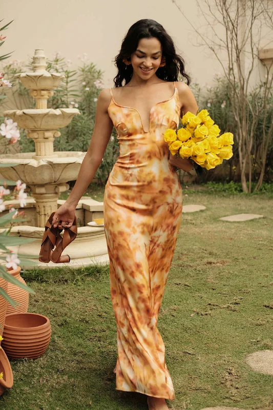 The Best Prices Tie Dye V-neck Backless Slip Maxi Dress