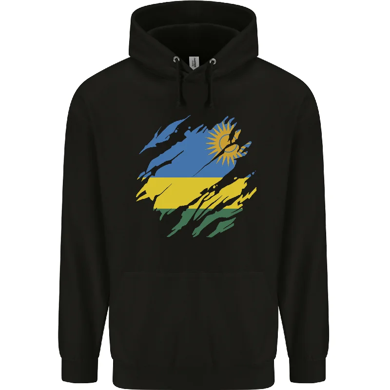 Massive Deals Torn Rwanda Flag Rwandan Day Football Mens 80% Cotton Hoodie