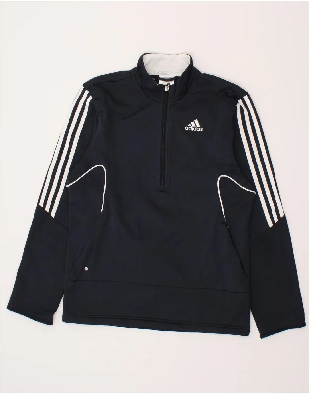 New Deals ADIDAS Womens Clima 365 Zip Neck Sweatshirt Jumper UK 8 Small  Navy Blue