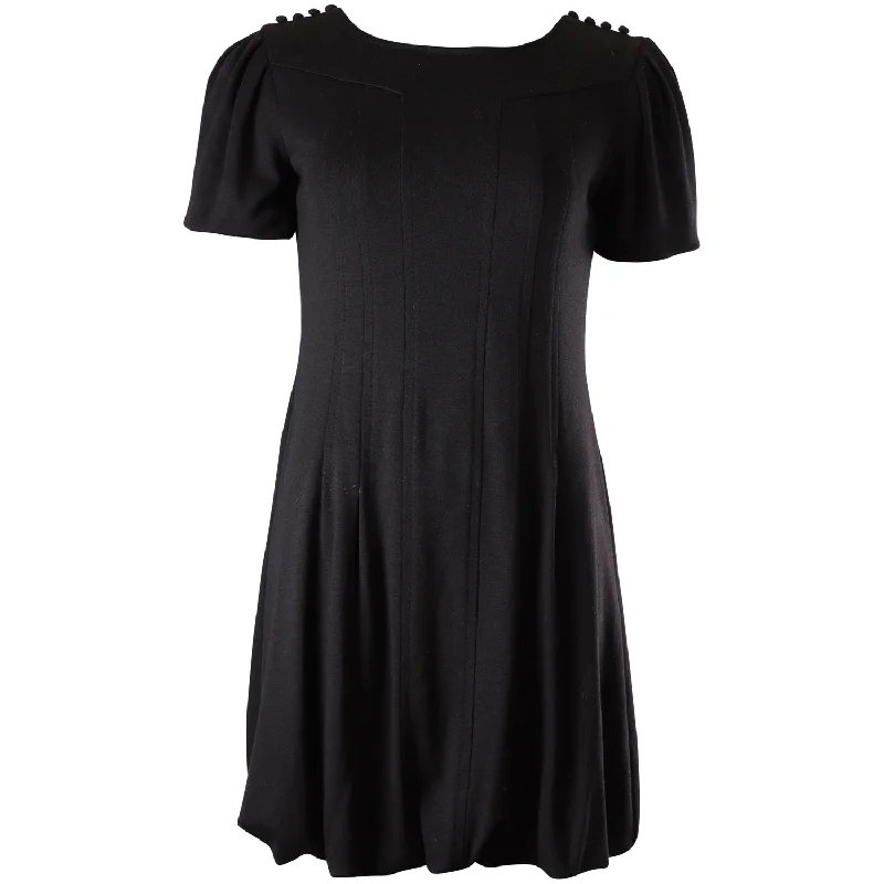 Flash Deals Sportmax Puff Sleeve Mini Dress in Black Wool