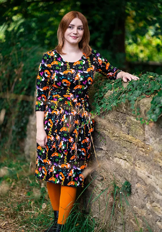 Price Drop Apricot Garden Fox Print Cotton Dress